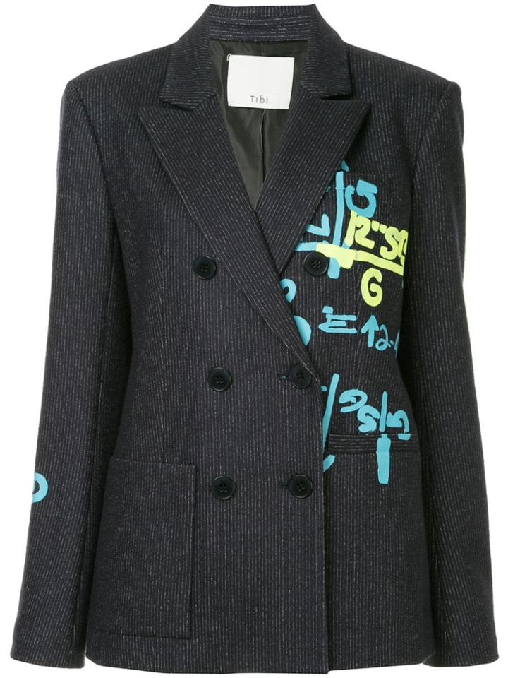 Tibi Boxy Printed Blazer - Blue
