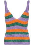 Ganni Adler Striped Lurex Cami - Purple