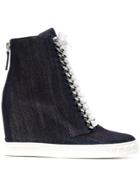 Casadei Denim Wedge Sneakers - Blue