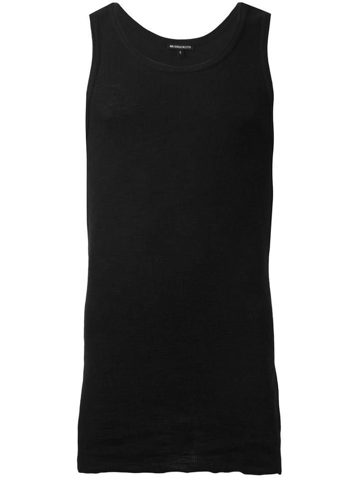 Ann Demeulemeester Plain Tank Top, Men's, Size: Small, Black, Cotton