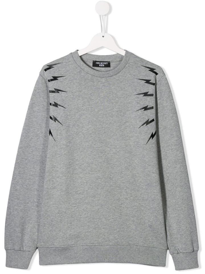 Neil Barrett Kids Teen Fairisle Thunderbolt Sweatshirt - Grey