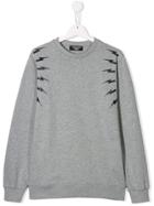 Neil Barrett Kids Teen Fairisle Thunderbolt Sweatshirt - Grey