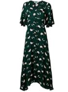 Derek Lam 10 Crosby Abstract Print V-neck Dress, Women's, Size: 0, Green, Silk/polyester