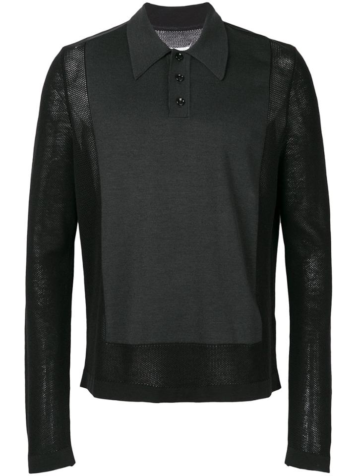 Maison Margiela Long-sleeve Polo Top - Black