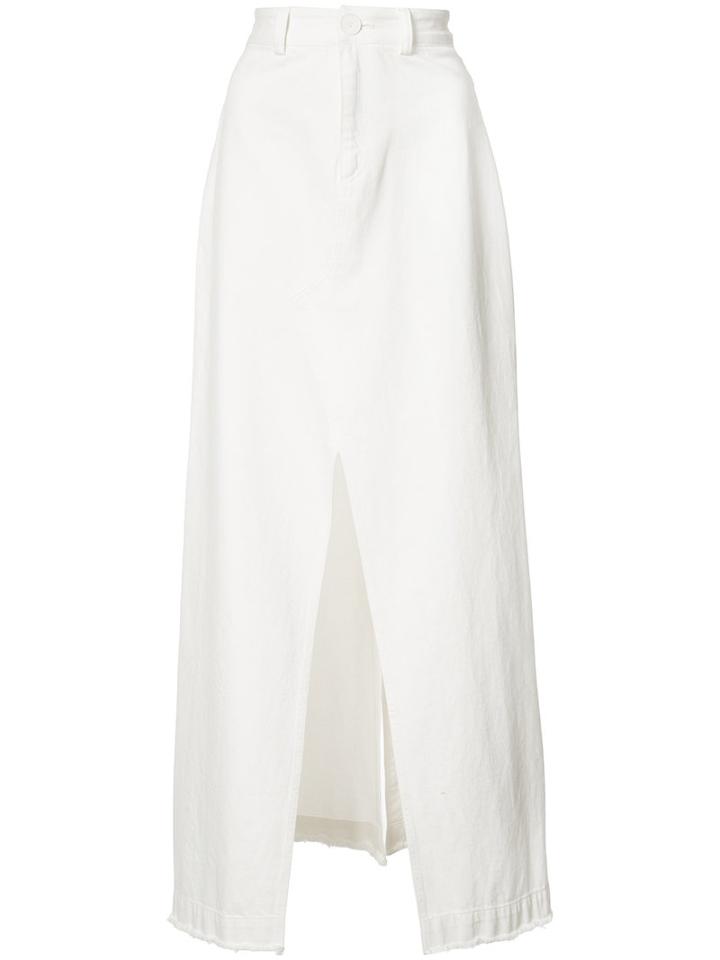 Sea Slit Front Maxi Skirt, Women's, Size: 2, White, Cotton