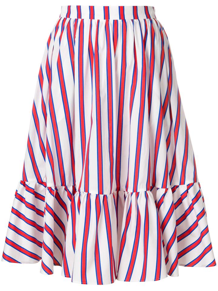 Msgm Striped Tiered Skirt - White