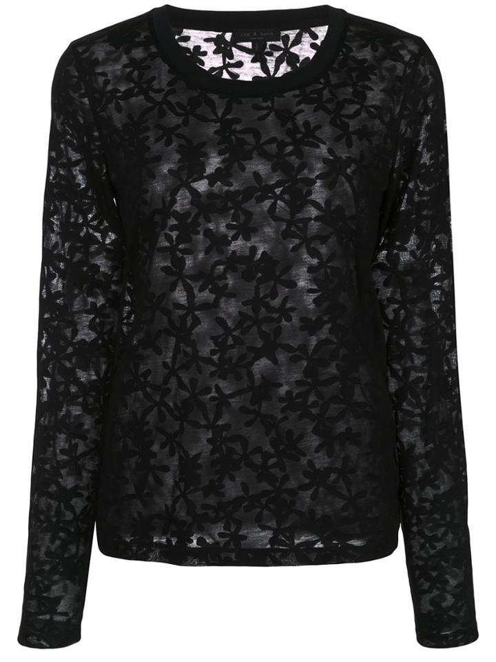 Rag & Bone Floral Pattern Sheer Top - Black