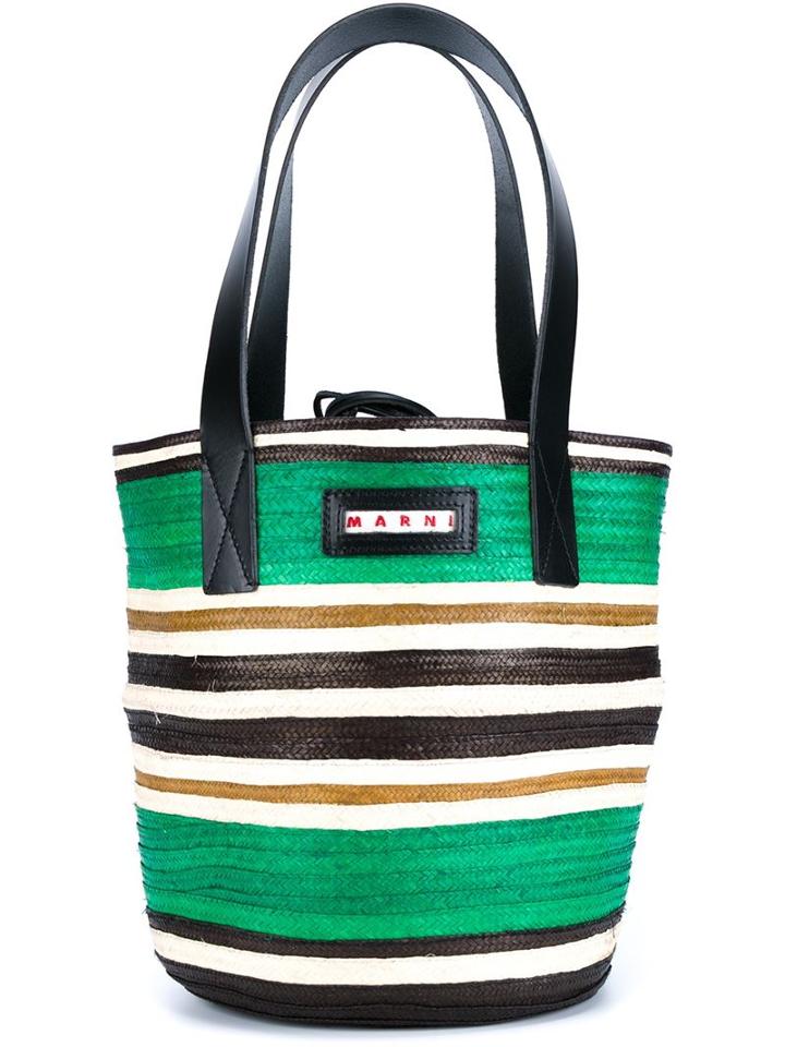 Marni Striped Straw Shopper