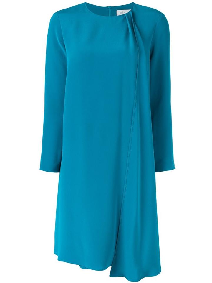 Gianluca Capannolo Draped Panel Dress, Women's, Size: 44, Blue, Silk/nylon