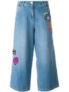 Kenzo Patch Detail Cropped Jeans, Women's, Size: 34, Blue, Cotton