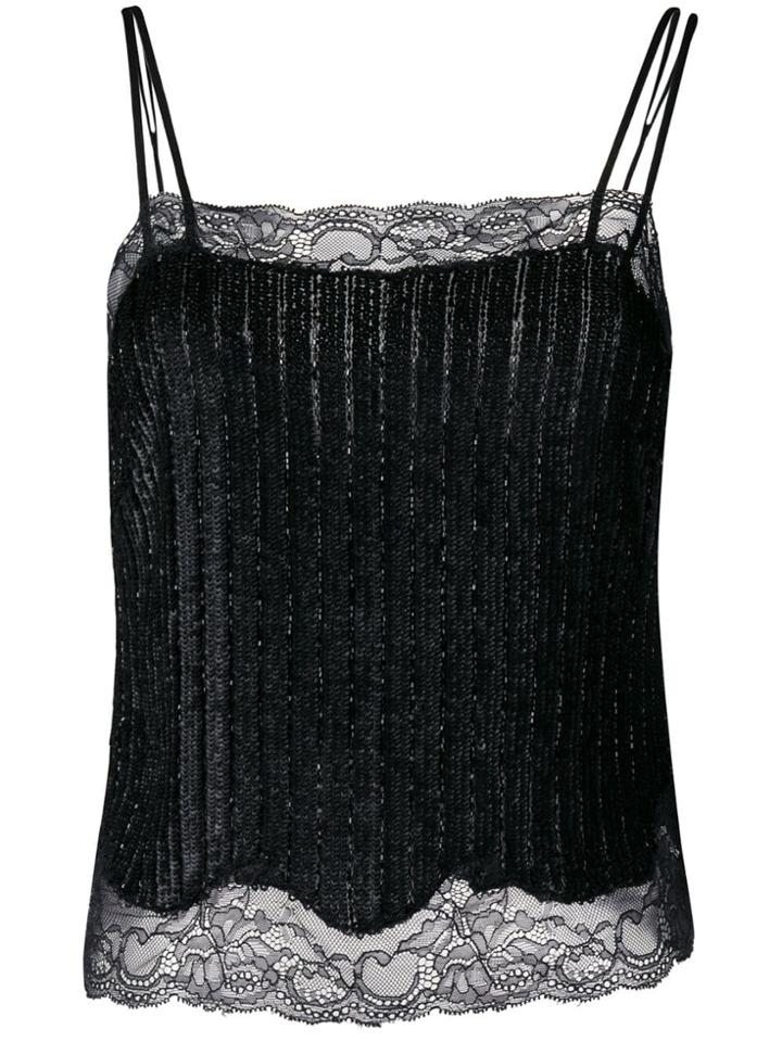 Semicouture Beaded Cami Top - Black