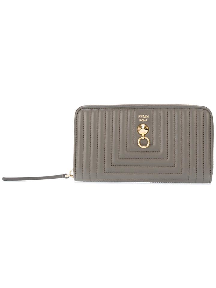 Fendi Quilted Zip-around Wallet - Grey
