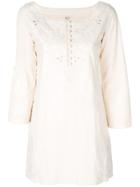 Hermès Vintage Floral Embroidered Mini Dress - Nude & Neutrals