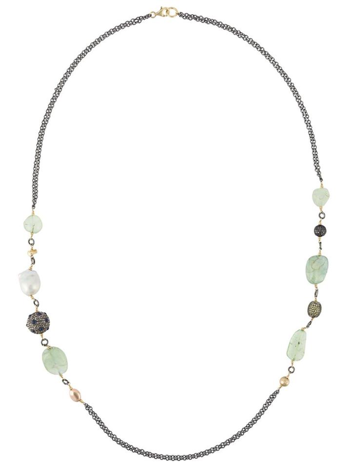 Gemco Diamond, Pearl And Stone Beaded Long Necklace - Metallic