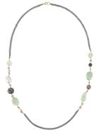 Gemco Diamond, Pearl And Stone Beaded Long Necklace - Metallic