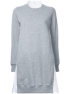 Sacai Poplin Insert Sweatshirt Dress, Women's, Size: 2, Grey, Cotton
