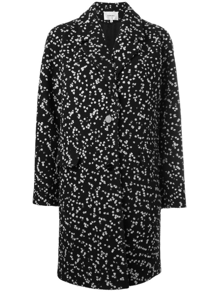 Carven Oversized Tweed Coat - Black