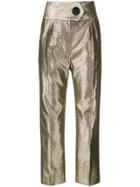 Petar Petrov Cropped Side Stripe Trousers - Gold