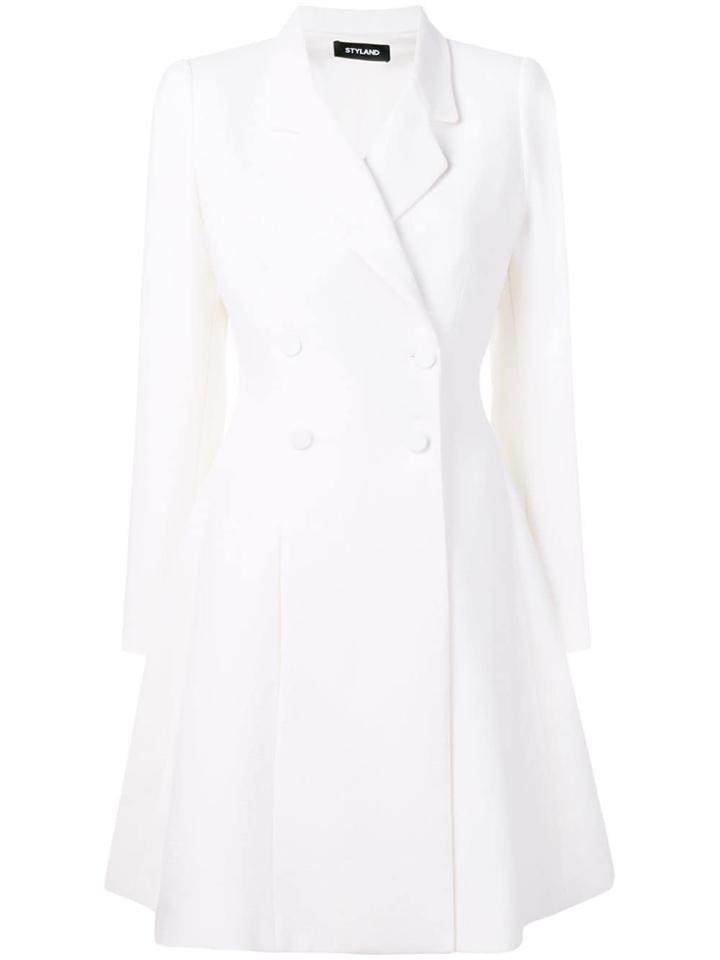 Styland Midi Buttoned Coat - White