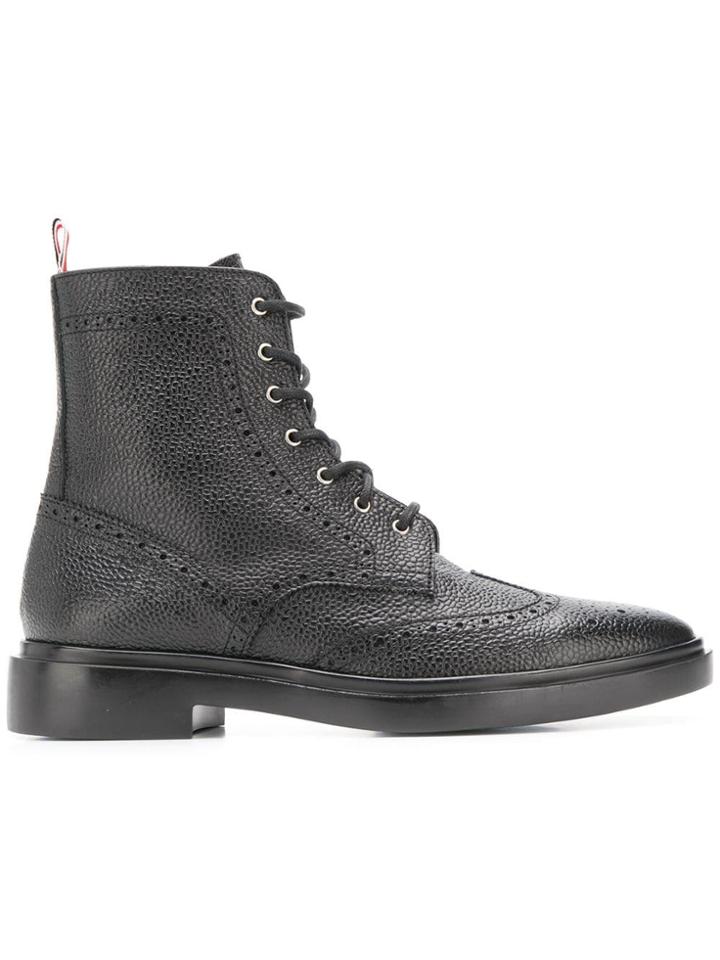 Thom Browne Classic Wingtip Rubber Sole Boot - Black
