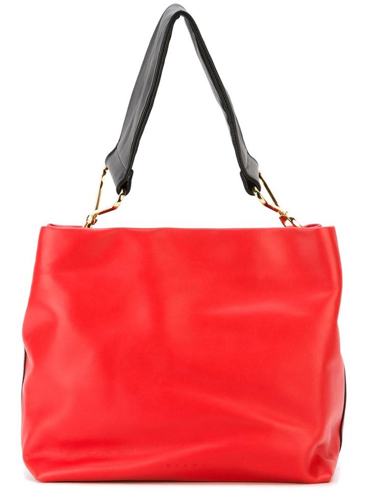 Marni Maxi Handle Tote, Women's, Red, Calf Leather