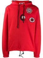 Mcq Alexander Mcqueen Patchwork Drawstring Hoodie - Red