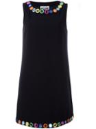 Moschino Mirror Embroidered Shift Dress, Women's, Size: 48, Black, Triacetate/polyester/acetate/rayon