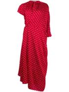 Balenciaga Side Pull Polka Dot Dress - Red