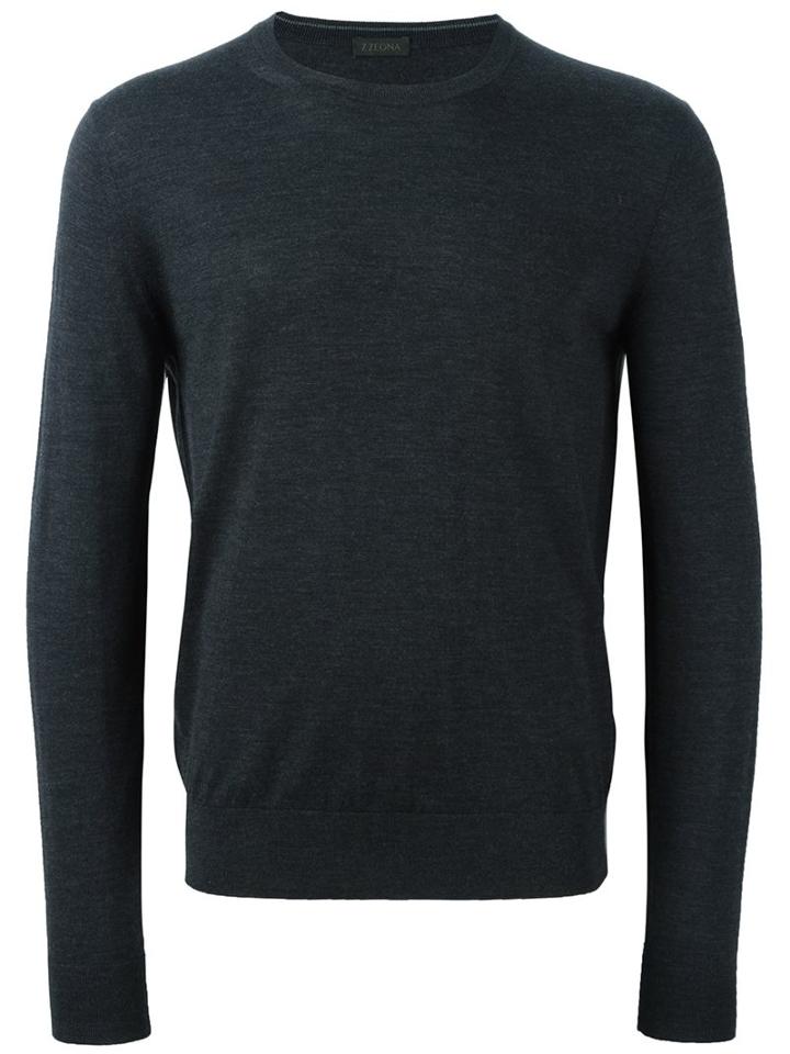 Z Zegna Long Sleeve Pullover, Men's, Size: Medium, Grey, Wool