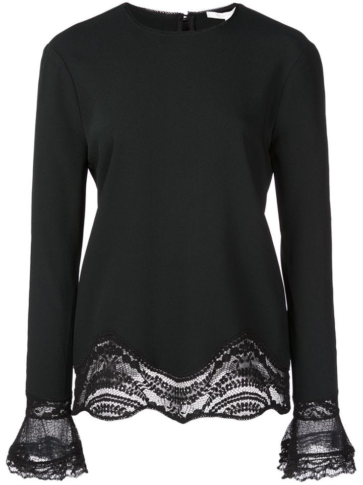 Jonathan Simkhai Scalloped Lace Hem Jumper - Black