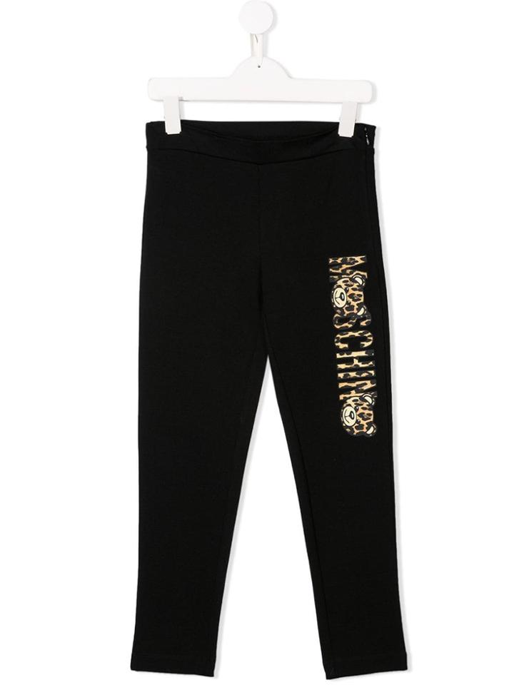 Moschino Kids Teen Logo Slim-fit Trousers - Black