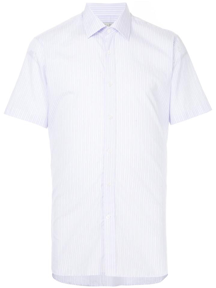 Gieves & Hawkes Short-sleeved Striped Shirt - Pink & Purple