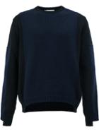 Stella Mccartney - Paneled Jumper - Men - Cashmere/wool - M, Blue, Cashmere/wool