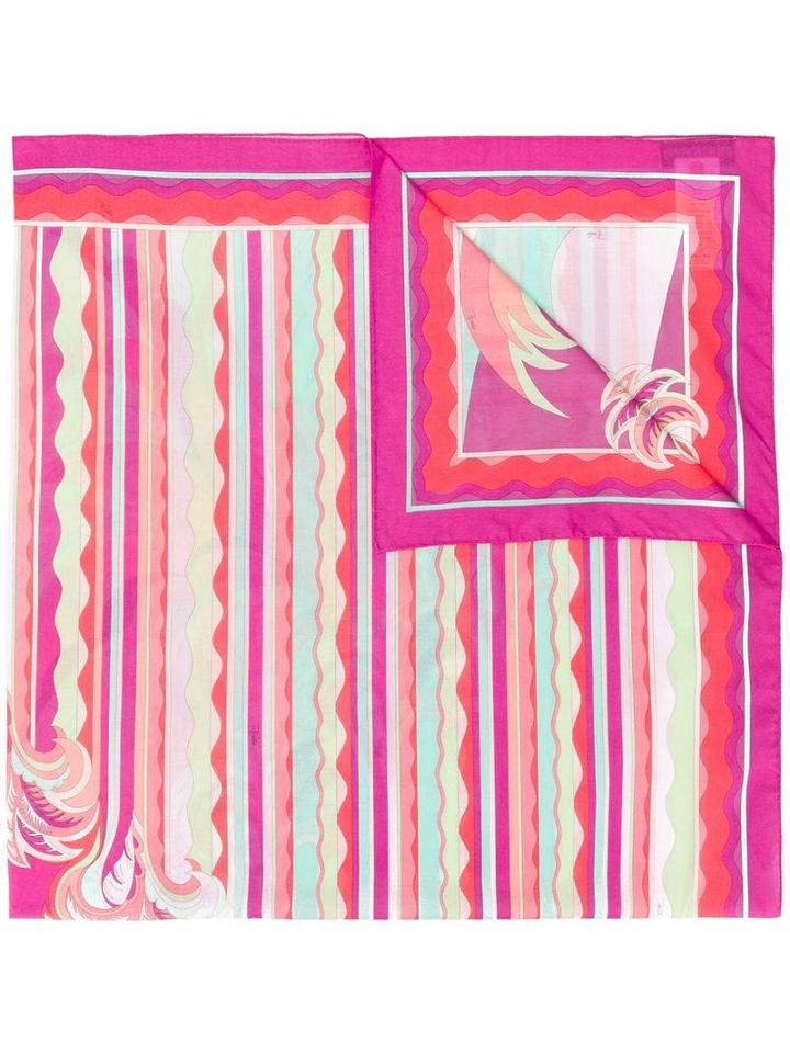 Emilio Pucci Pink Guanabana Print Maxi Square Scarf