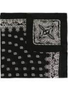 Saint Laurent Paisley Print Scarf, Men's, Black, Silk/cashmere