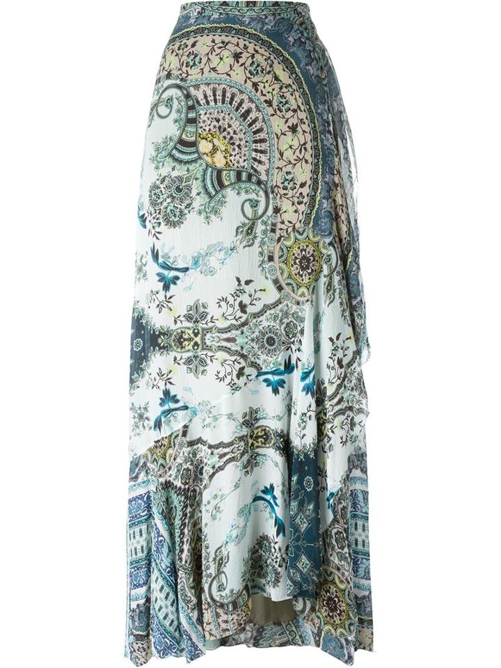 Etro Floral Print Maxi Skirt, Women's, Size: 42, Green, Silk