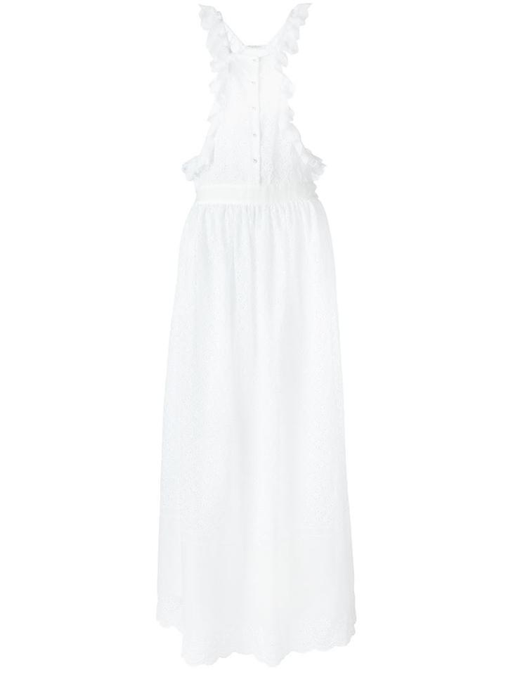 Philosophy Di Lorenzo Serafini Ruffle Sleeve Button Down Eyelet Dress, Women's, Size: 42, White, Polyester/cotton