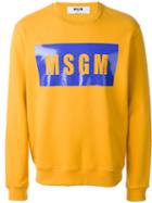 Msgm Logo Print Sweatshirt, Men's, Size: Xs, Yellow/orange, Cotton