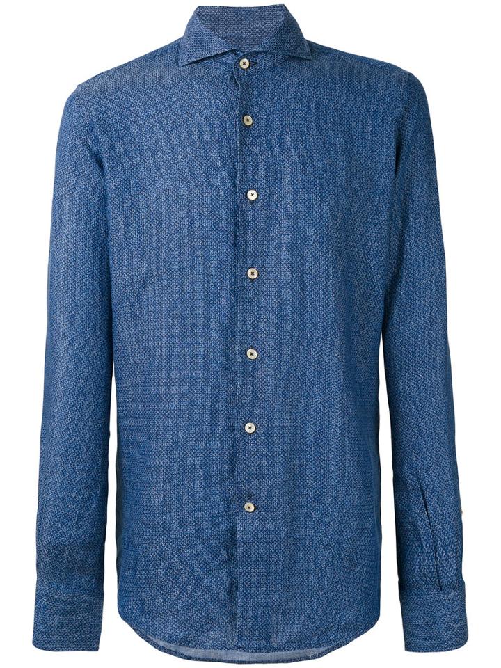 Lardini - Classic Shirt - Men - Linen/flax - 40, Blue, Linen/flax