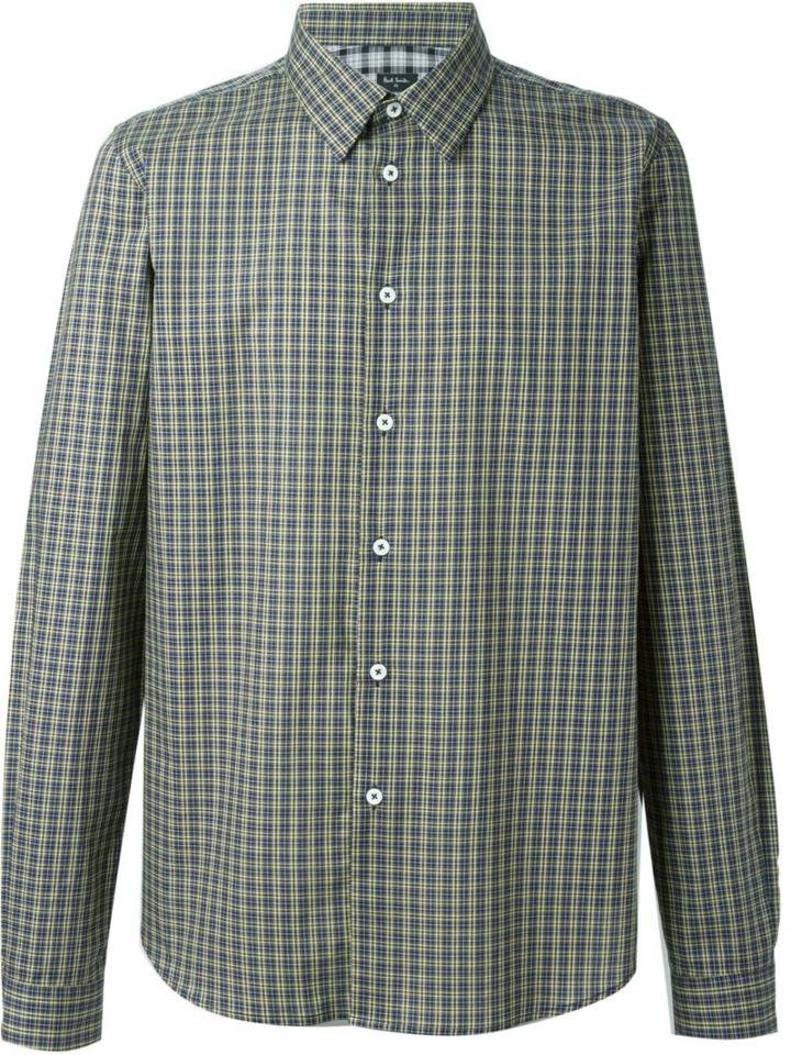 Ps Paul Smith Checked Shirt, Men's, Size: S, Blue, Cotton