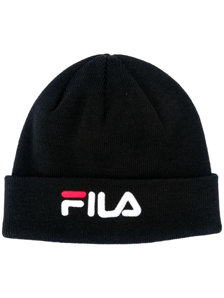 Fila Logo-embroidered Rib-knit Beanie - Black