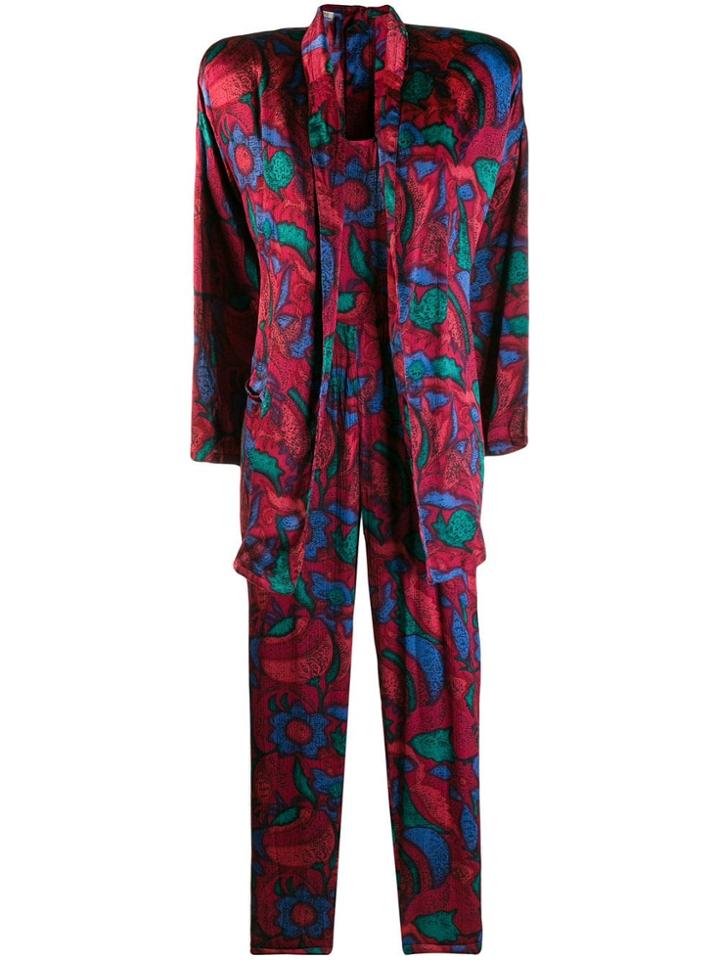 Versace Vintage 1980's Jumpsuit & Blouse - Red