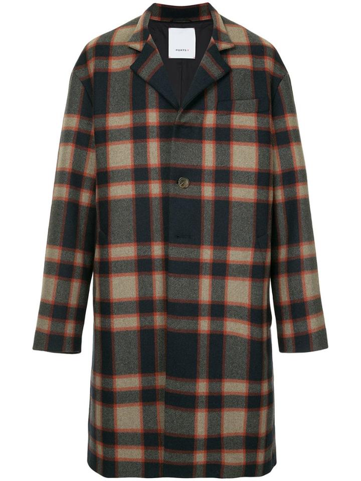 Ports V Checked Coat - Multicolour