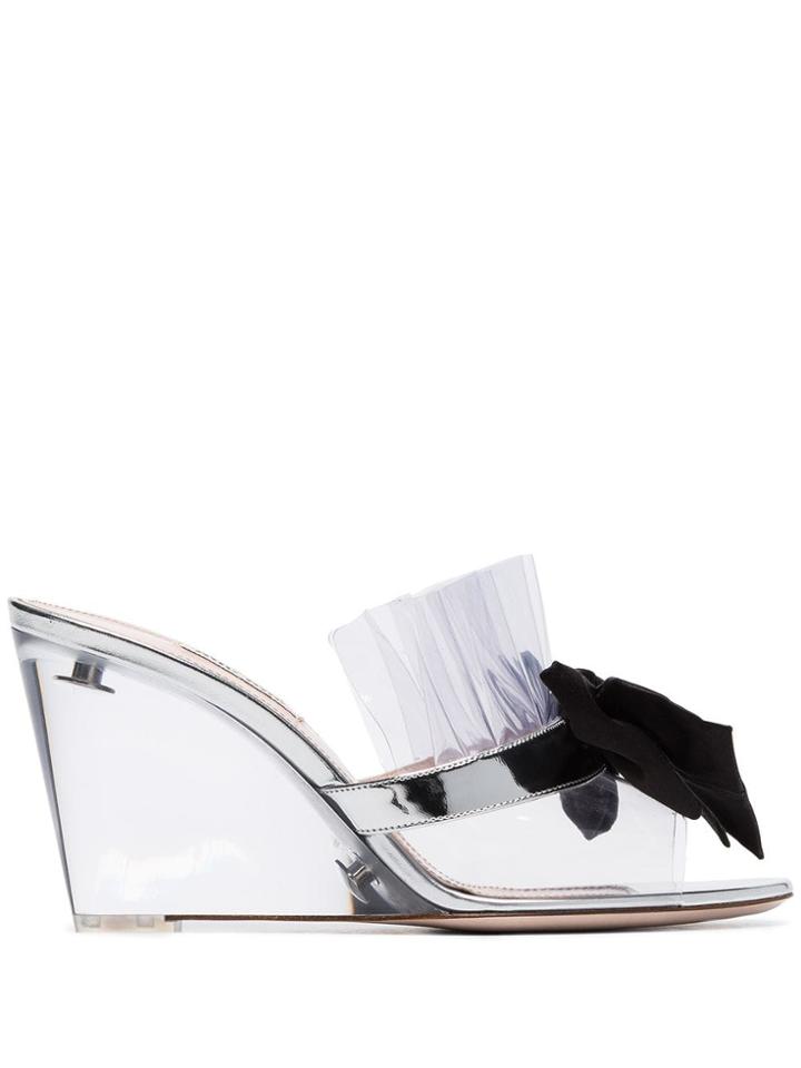 Miu Miu Clear And Black Bow 85 Pvc Mules