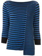 Mara Mac Striped Asymmetric Blouse - Blue
