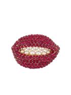 Katheleys Vintage 2002s Ruby Lip Brooch - Red