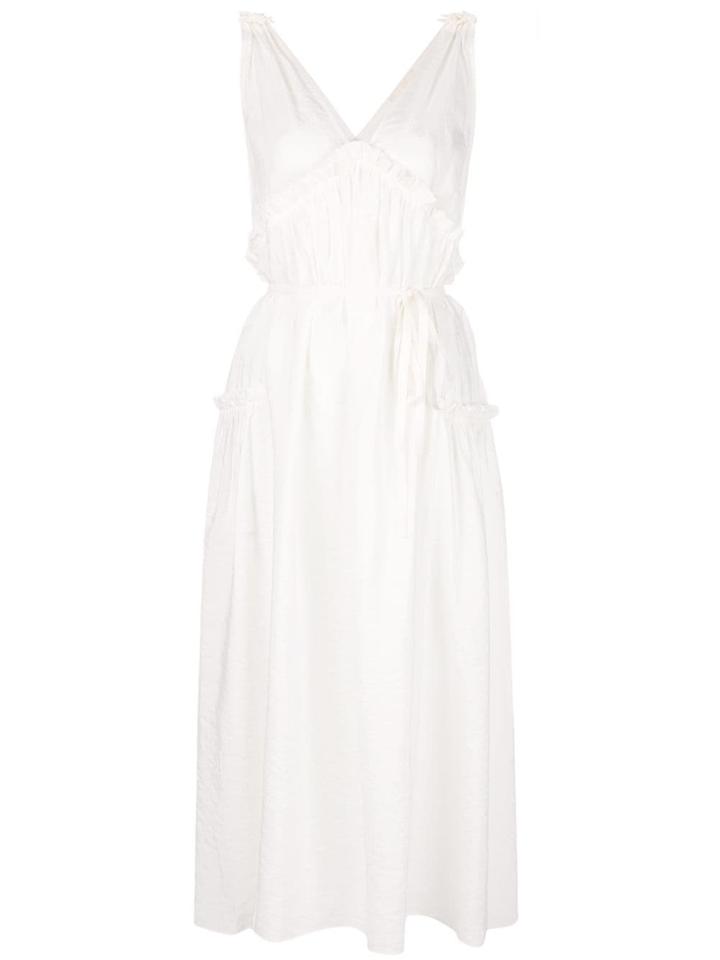 Isa Arfen Flared V-neck Dress - White