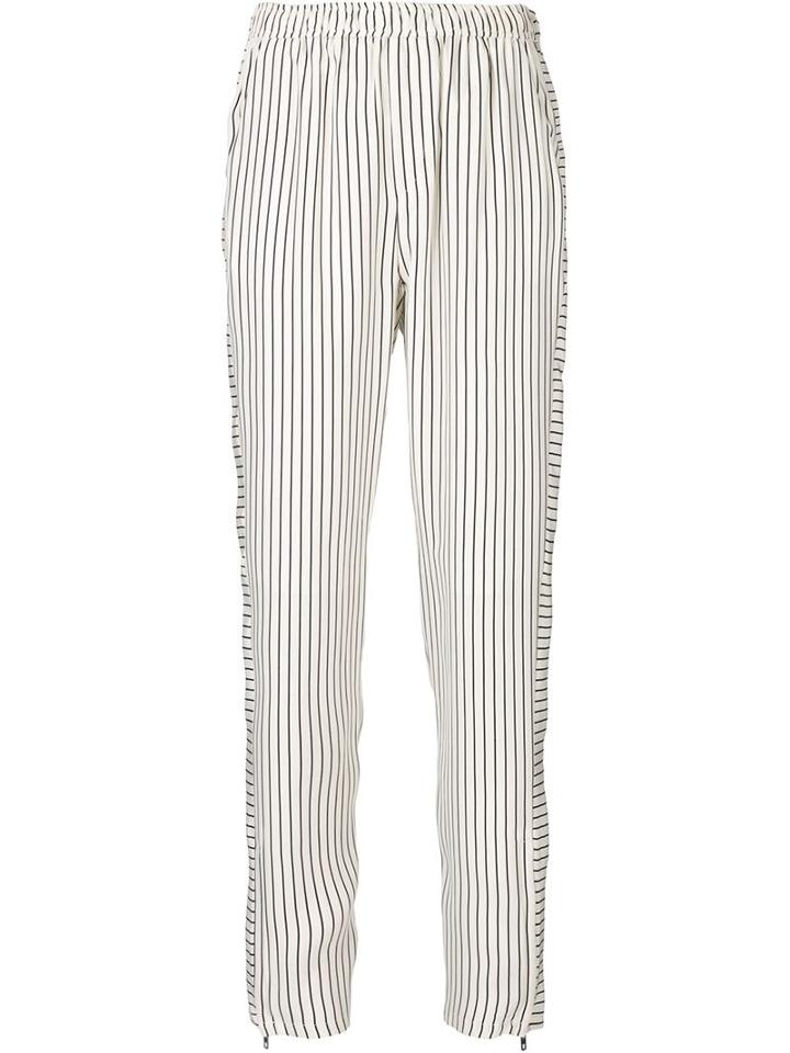 Rag & Bone Striped Panel Trousers, Women's, Size: 4, White, Silk/viscose