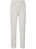 Rag & Bone Striped Panel Trousers, Women's, Size: 4, White, Silk/viscose