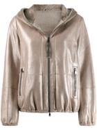 Brunello Cucinelli Hooded Leather Jacket - Gold